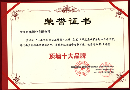 品牌榮譽|不斷突破自我 巨奧連獲兩個十大品牌殊榮