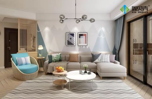 貝殼粉做的雙拼墻面，百搭家居，真的是很美